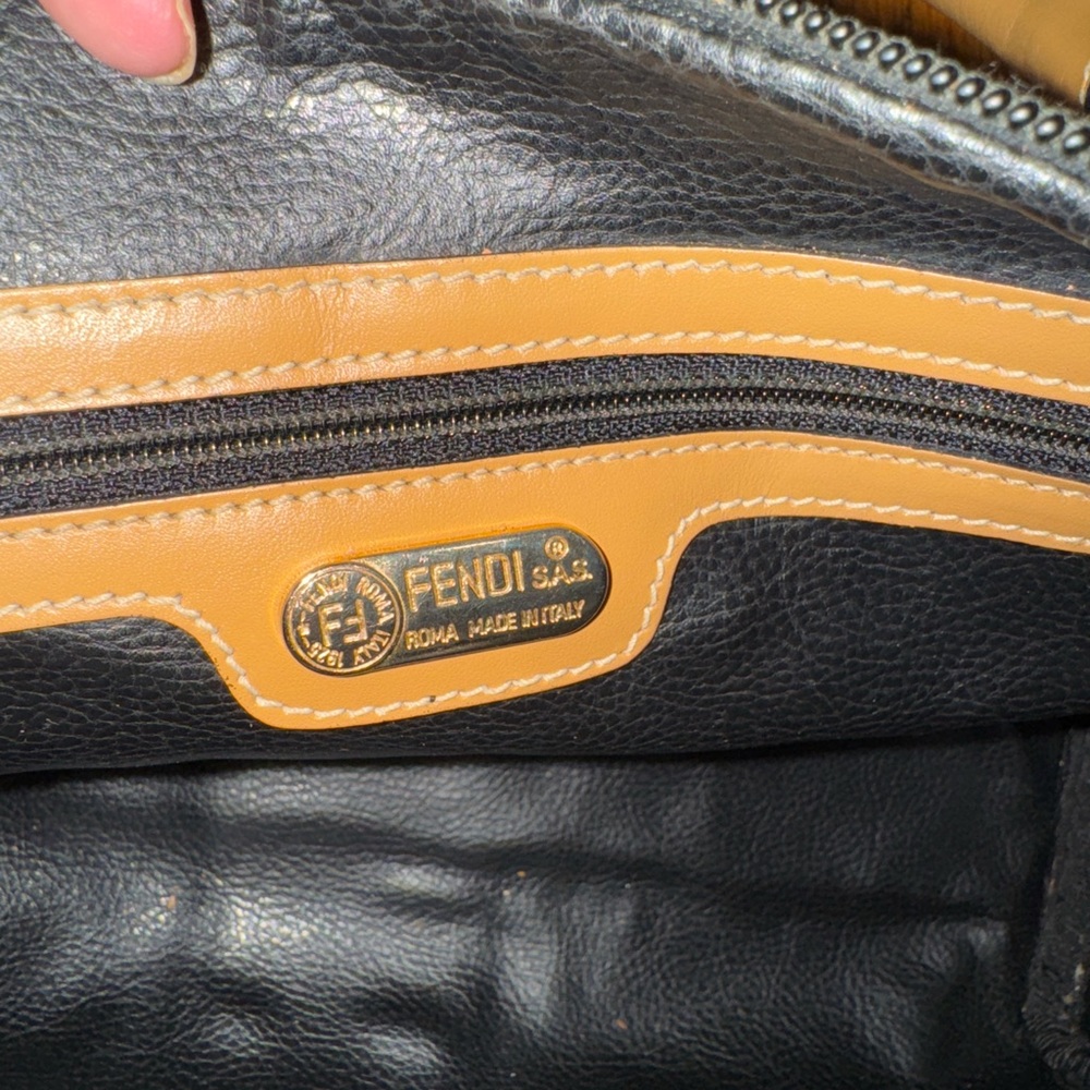 Fendi Black and Tan Striped Satchel PROJECT - Picture 2 of 8